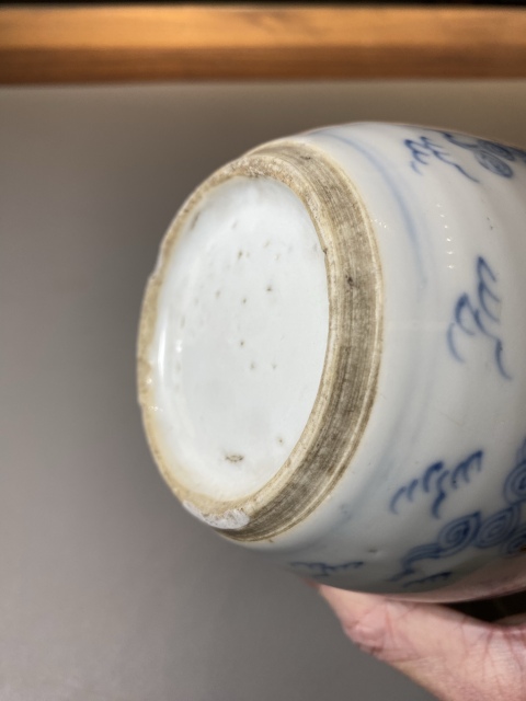 古玩陶瓷清雍正青花線描鳳紋罐拍賣,當前價格6500元