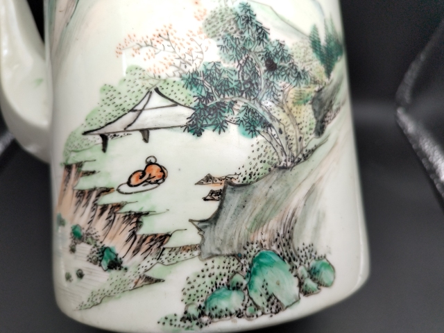 古玩陶瓷油粉彩山水人物詩文茶壺拍賣,當前價格1500元