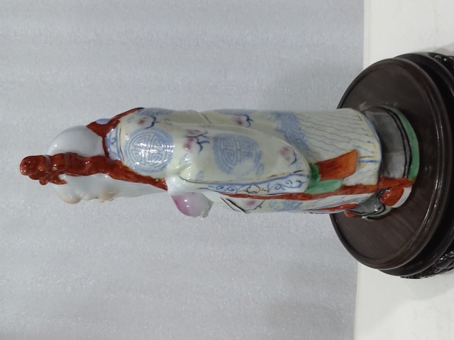 古玩陶瓷粉彩壽星人物塑像拍賣,當前價格566元