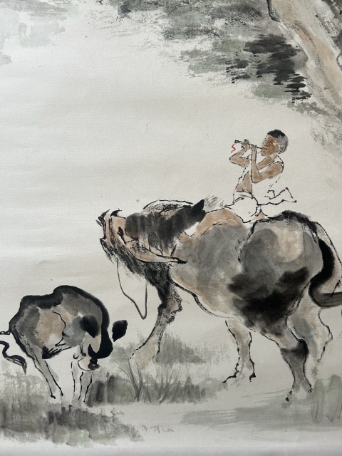 古玩字畫王瑞忠老師精品《牧笛圖》拍賣，當(dāng)前價(jià)格850元