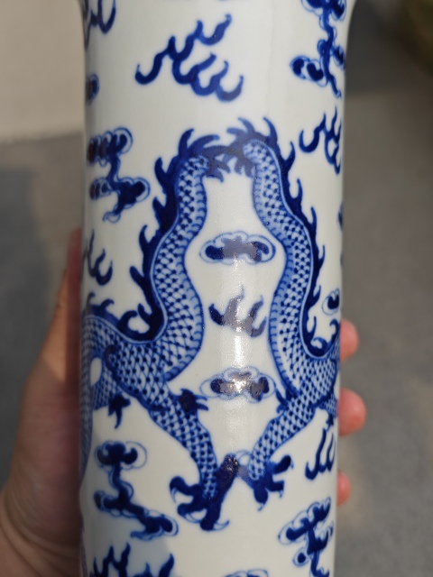 古玩陶瓷清光緒青花趕珠龍紋箭筒拍賣,當前價格6543元