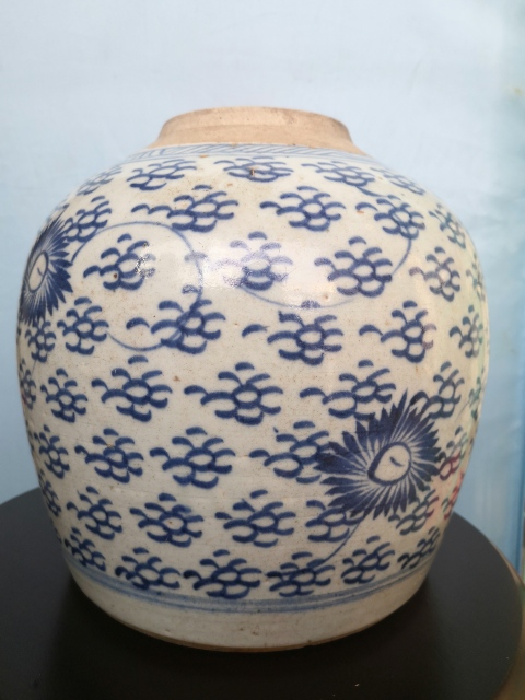 古玩陶瓷青花鳳眼紋罐拍賣，當前價格650元