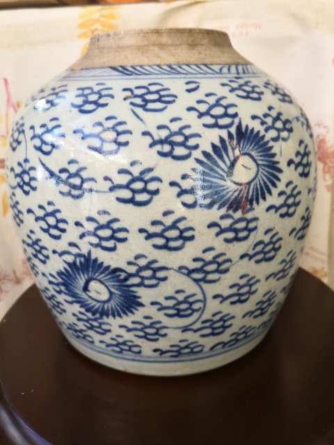 古玩陶瓷青花鳳眼紋罐拍賣，當前價格650元