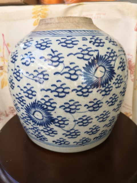 古玩陶瓷青花鳳眼紋罐拍賣，當前價格650元