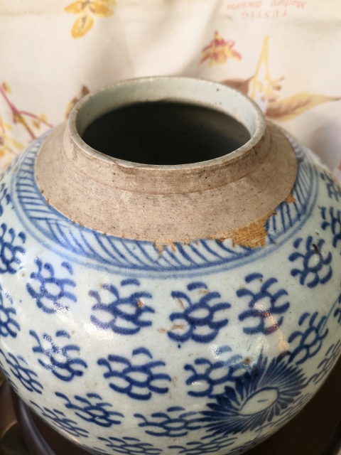 古玩陶瓷青花鳳眼紋罐拍賣，當前價格650元