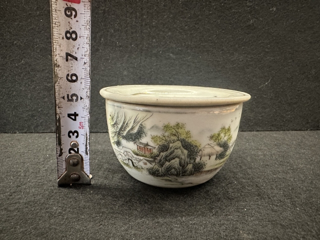 古玩陶瓷山水紋蓋缸拍賣，當前價格1500元