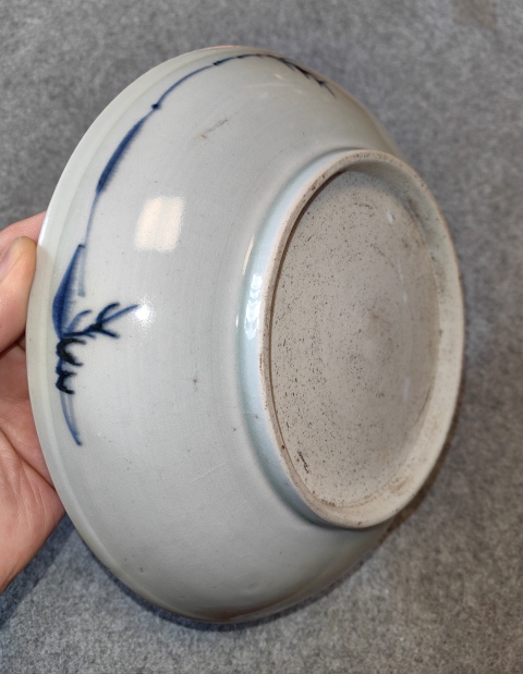 古玩陶瓷清中期青花山水高仕圖盤拍賣，當前價格7800元