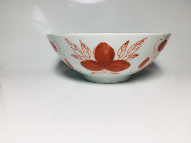 古玩陶瓷礬紅彩福壽三多紋碗拍賣,當前價格588元