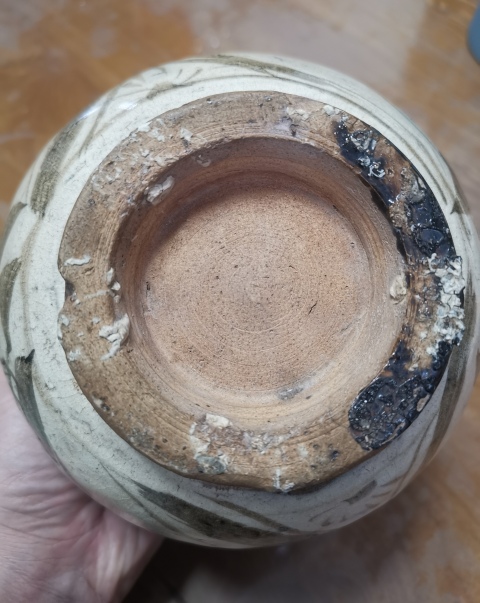 古玩陶瓷元末明初磁州窯白地黑花罐拍賣，當前價格1300元