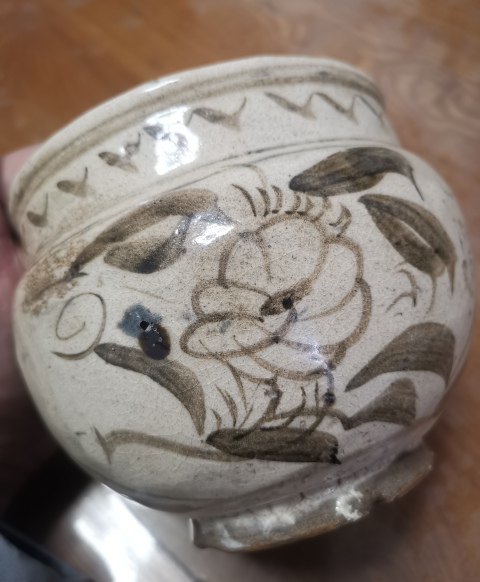 古玩陶瓷元末明初磁州窯白地黑花罐拍賣，當前價格1300元