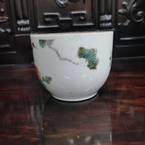 古玩陶瓷民國時期松鶴紋蓋缸拍賣,當前價格180元