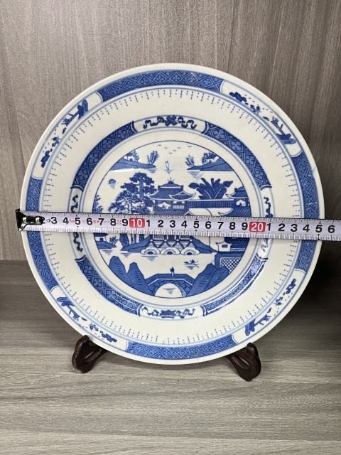 古玩陶瓷青花山水人物紋盤拍賣，當前價格1元