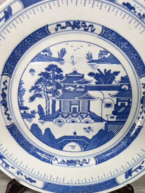 古玩陶瓷青花山水人物紋盤拍賣，當前價格1元