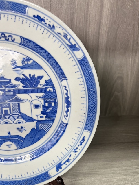 古玩陶瓷青花山水人物紋盤拍賣，當前價格1元