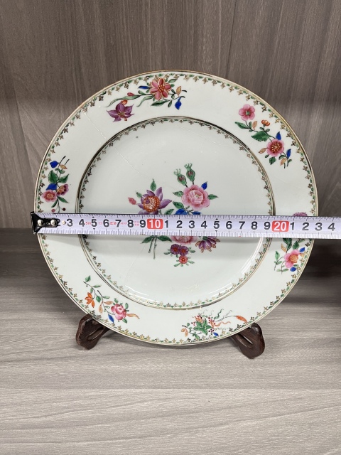 古玩陶瓷清乾隆 精品廣彩折枝花卉紋折沿盤拍賣，當前價格320元