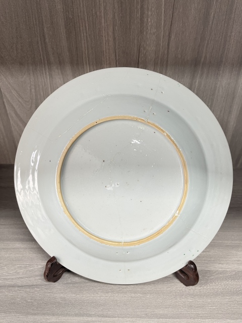 古玩陶瓷清乾隆 精品廣彩折枝花卉紋折沿盤拍賣，當前價格320元