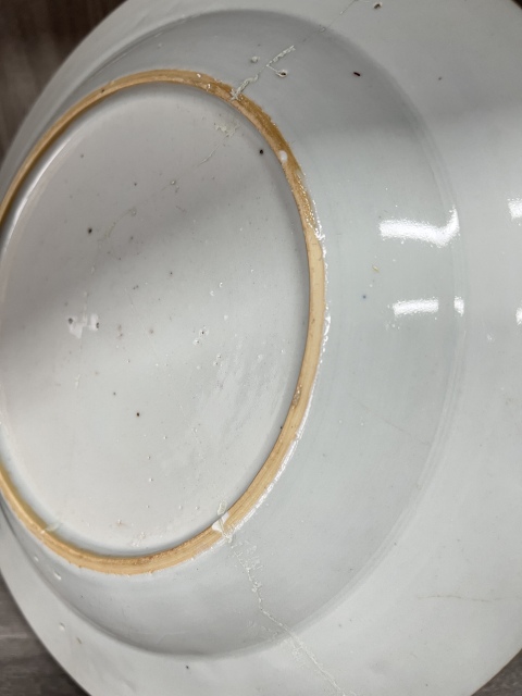 古玩陶瓷清乾隆 精品廣彩折枝花卉紋折沿盤拍賣，當前價格320元