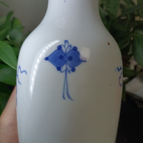 古玩陶瓷清中晚青花博古花卉羅漢瓶拍賣,當前價格9000元