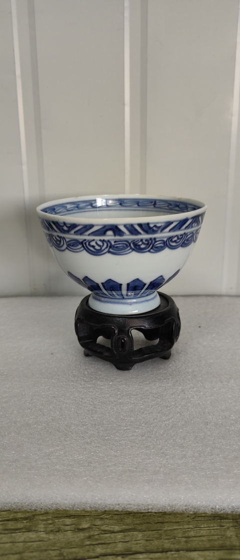 古玩陶瓷清早·青花蓮瓣紋雞心碗拍賣，當前價格8500元