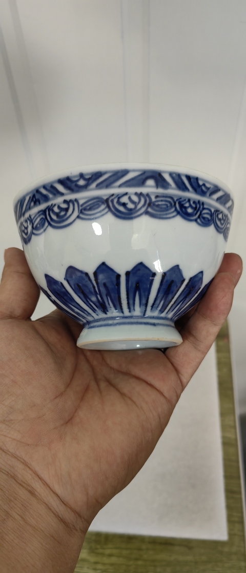 古玩陶瓷清早·青花蓮瓣紋雞心碗拍賣，當前價格8500元