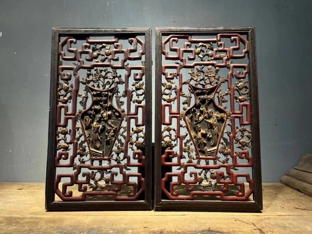 古玩雜項(xiàng)清代雕花窗拍賣(mài)，當(dāng)前價(jià)格3000元