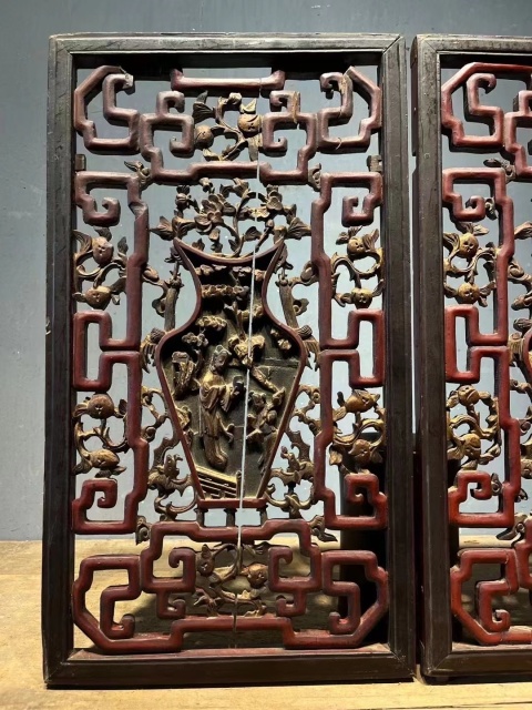 古玩雜項(xiàng)清代雕花窗拍賣(mài)，當(dāng)前價(jià)格3000元