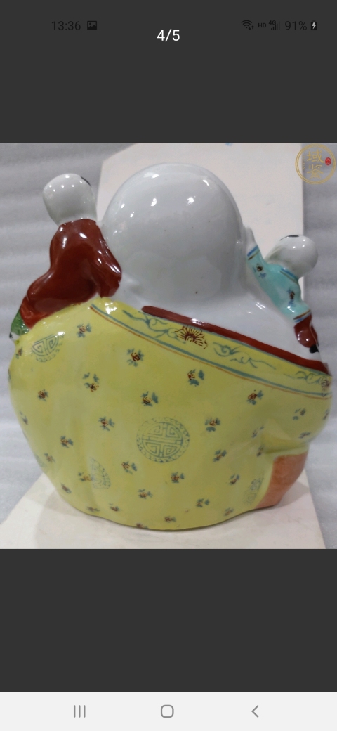 古玩陶瓷五子鬧佛粉彩塑像拍賣,當前價格688元