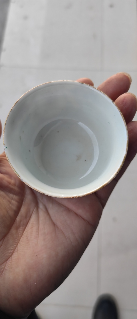 古玩陶瓷清嘉道·粉彩福壽雙全描金杯拍賣(mài)，當(dāng)前價(jià)格4500元