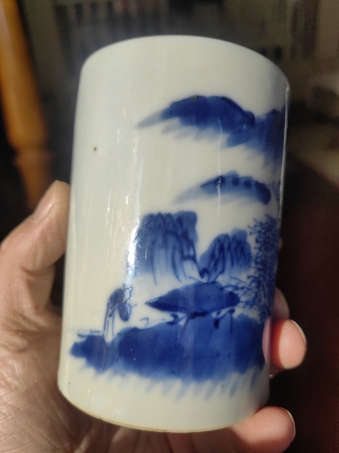 古玩陶瓷山水紋青花筆筒拍賣，當前價格3200元
