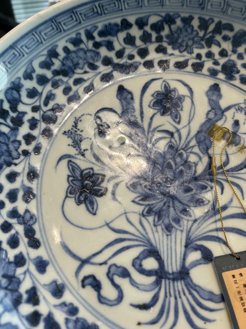 古玩陶瓷雍正青花一把蓮紋盤拍賣，當(dāng)前價格25000元