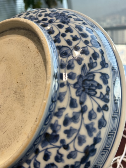 古玩陶瓷雍正青花一把蓮紋盤拍賣，當(dāng)前價格25000元