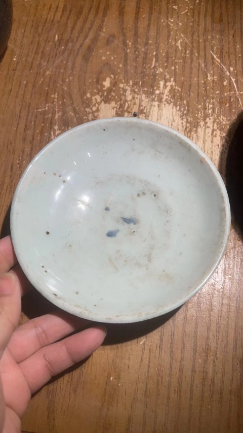 古玩陶瓷清代早期高足青花碗盤貢盤拍賣,當前價格999元