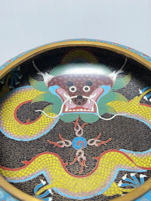 古玩雜項銅胎掐絲琺瑯 雙龍戲珠紋筆洗拍賣,當前價格3680元