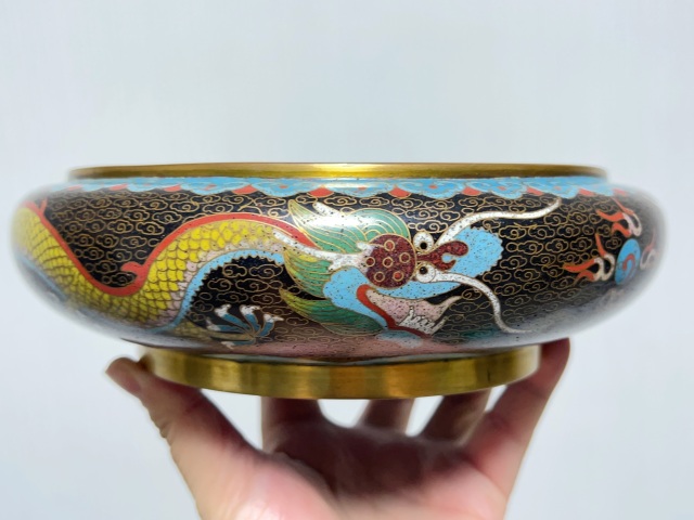 古玩雜項銅胎掐絲琺瑯 雙龍戲珠紋筆洗拍賣,當前價格3680元