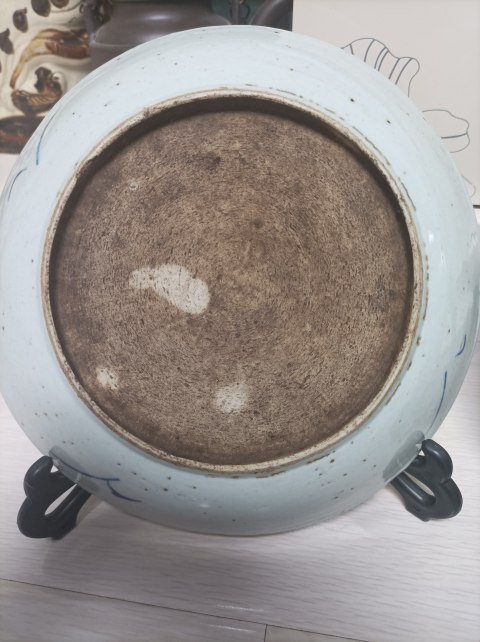 古玩陶瓷清代中期青花釉里紅魚盤拍賣,當前價格880元