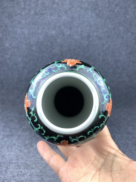 古玩陶瓷五彩花鳥蒜頭瓶拍賣，當前價格5000元