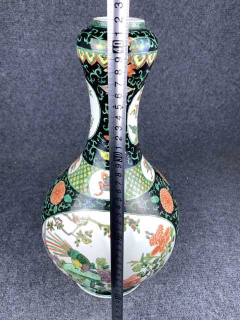 古玩陶瓷五彩花鳥蒜頭瓶拍賣，當前價格5000元