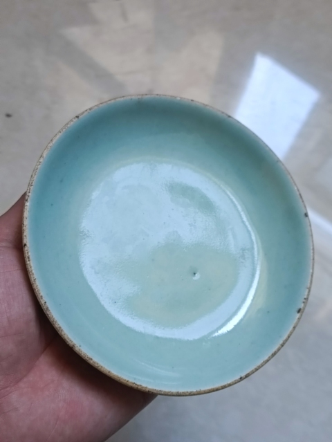 古玩陶瓷清道光豆青釉盤拍賣,當前價格200元
