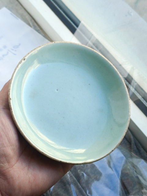 古玩陶瓷清道光豆青釉盤拍賣,當前價格200元