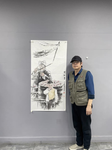 古玩字畫陳書升老師精品《烤紅薯》拍賣,當前價格5788元
