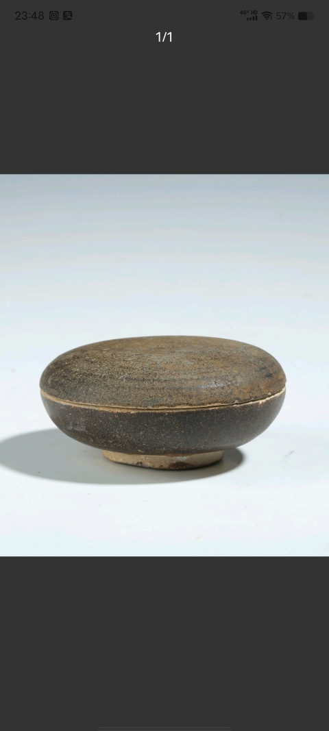 古玩陶瓷褐釉印泥盒拍賣，當前價格680元