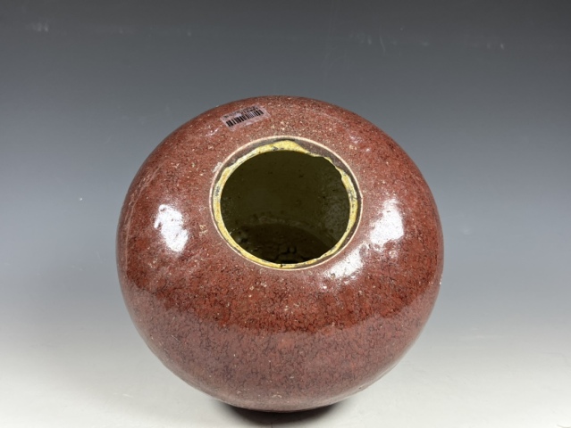 古玩陶瓷清中期·窯變紅釉西瓜罐拍賣,當前價格5500元