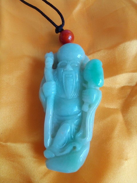 古玩玉器天然翡翠壽星掛件拍賣，當前價格580元