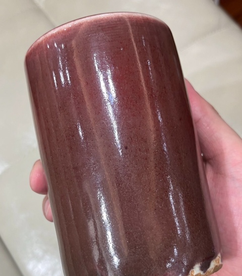 古玩陶瓷清晚紅釉筆筒拍賣,當前價格6800元