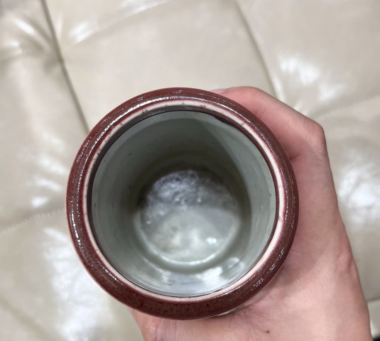 古玩陶瓷清晚紅釉筆筒拍賣,當前價格6800元
