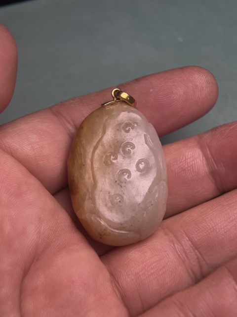 古玩玉器籽料連年有余墜拍賣，當(dāng)前價(jià)格15800元
