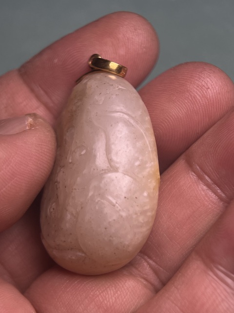 古玩玉器籽料連年有余墜拍賣，當(dāng)前價(jià)格15800元