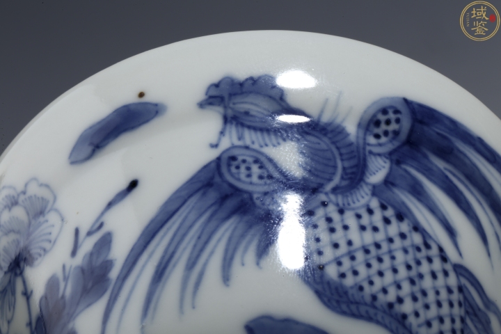 古玩陶瓷晚清青花鳳穿牡丹紋茶碗拍賣，當前價格6800元