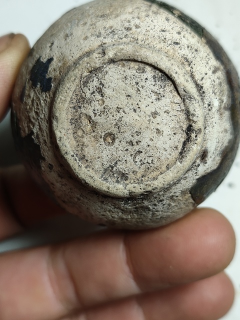 古玩陶瓷吉州窯綠釉龍紋水盂拍賣,當前價格1680元