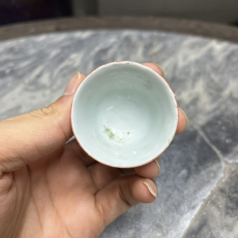 古玩陶瓷【民國·升值前景:珊 瑚 紅釉八寶小杯】拍賣,當前價格280元